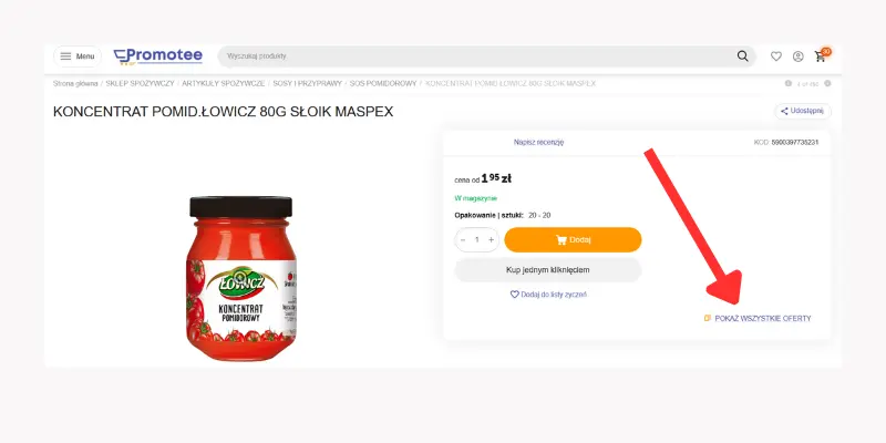Link do porównywarki na karcie produktu